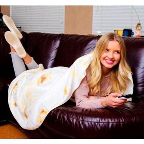 Fanaijia Comfortable Food Creations Mexican Burrito Blanket Wrap Novelty Blanket Perfectly Round fleece Tortilla Throw fleece