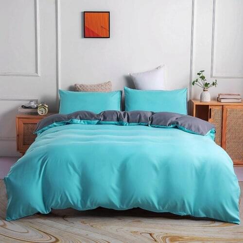 Blue Duvet Cover Set Queen King Size Bedclothes For Bedroom Hotel Solid Color Plain Dyed Minimalist Style Quilt Cover Sets