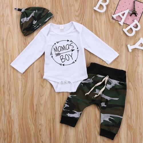 Baby Boy Girl Clothes Set Romper Bodysuit Camouflage Pants Beanie Headband 0-18M Newborn Infant Toddler Casual Cotton Outfits