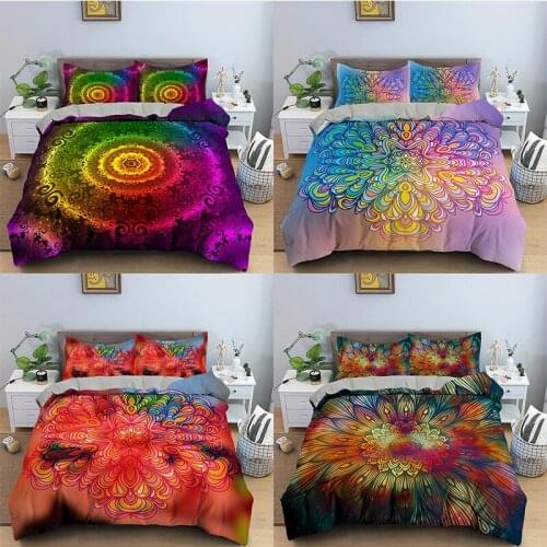 Colorful Flower Bedding Sets Duvet Cover Bedclothes Mystic Mandala Twin/Queen/King For Kids Bedroom