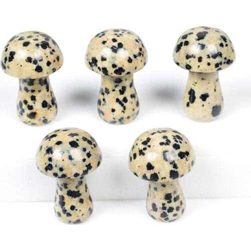 Mini Mushroom Statue Natural Dalmatian Stone Carved Hand Polished Healing Decor Trinket Figurine Room Fountain garden Ornament
