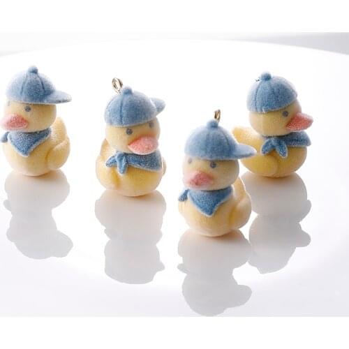 Cute Little yellow duck shape 20pcs/lot Flocking decoration resin charms diy jewelry earring/garment accessory