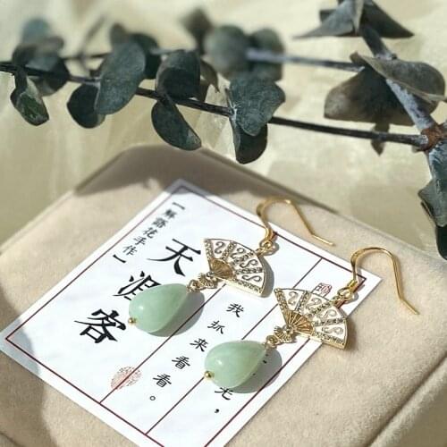 Anime WORD OF HONOR Wen Kexing White Fan Theme Fashion Earring Handmade Ancient Style Ear Loop Cosplay Jewelry Accessories Props