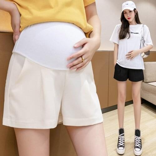 NEW Summer Thin Soft Ice Silk Feel Maternity Hot Shorts Elastic Waist Belly Wide Leg Loose Shorts Clothes for Pregnant Women