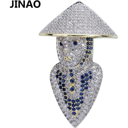 JINAO The New Blue Mortal Kombat Character Pendant Necklaces With Chains Bling Iced Out CZ Hip Hop For Gift