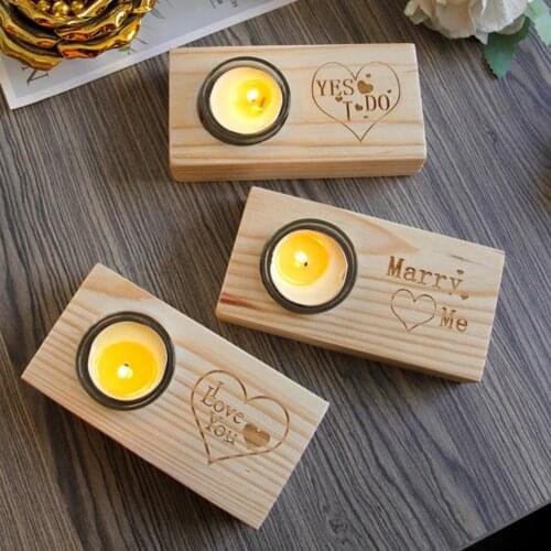Candle Holder Simple Table Decoration Nordic Style Romantic Wooden Pastoral Candlestick for Marriage Proposal Party Home Decor