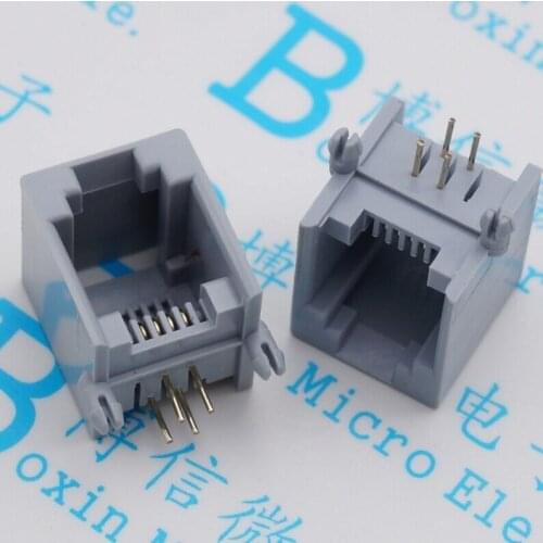 50pcs RJ11 socket RJ12 telephone socket 4pin crystal female 5521-6P4C socket