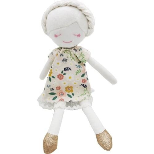 Handmade Hallowmas Girl Rag Doll with White Hair Creative Surpise Doll Cotton Little Girl Cloth Doll with Removable Dress
