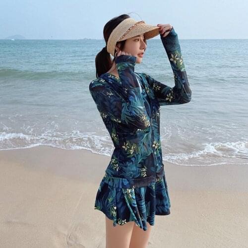 Sports Swimsuit Long Sleeve Women Rash Guard Female Swimwear With Sleeves Bikini Surf New Korean Swimming Animal Linen