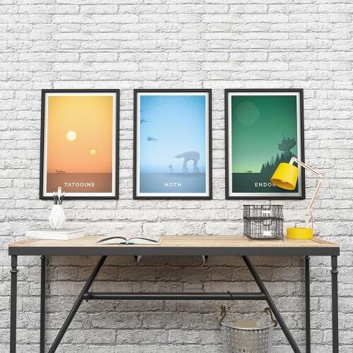 Tatooine Endor Hoth Print Vintage Art Painting Travel Movie Retro Minimalist Inspired Poster Landscape Poster Wall Art Picture