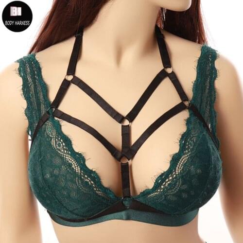 Women Goth Sexy Lingerie Harness Cage Bra Body Stocking Belt Rave Pole Dance Body Harness Crop Top Fetish Harness Underwear