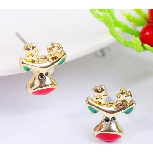 Women Christmas Deer Head Rhinestone Inlaid Stud Earrings Xmas Party Jewelry Sterling Earrings For Women Men Earrings