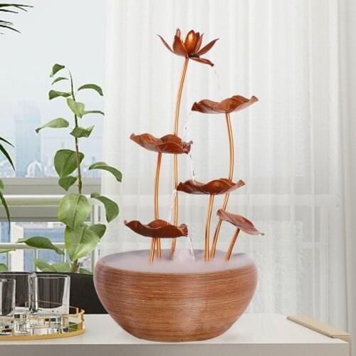 Zq Ceramic Lotus Decoration Modern Minimalist Decoration Desktop Floor Fountain Indoor Humidifying Fish Farming