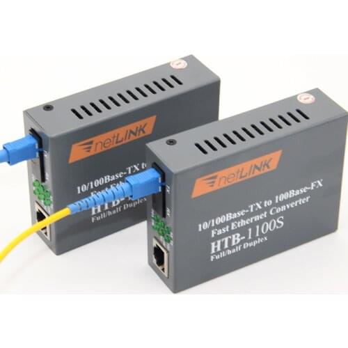 1 pair HTB-1100S-25KM Optical Media Converter 10/100Mbps RJ45 Multi-Mode Duplex Fiber SC port Converter Internal Power Supply