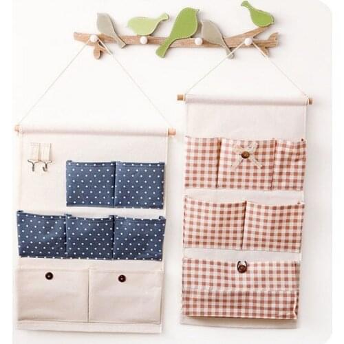1PC Practical 6-7 Pockets Wall Hanging Storage Bags organizer Cosmetic Sundries storage bag Home Decor LF 010