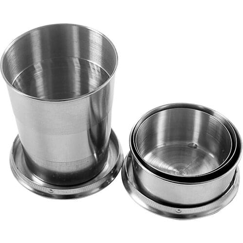 1PC Stainless Steel Folding Cup Portable Camping Mug Outdoor Travel Demountable Collapsible Cup Telescopic Cup With Keychain