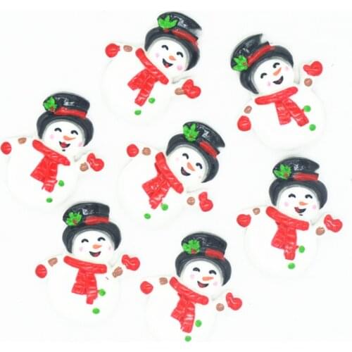 10PCS 26mmX31mm Resin Flatback Christmas Snowman Cabochons|Resin Flatback Xmas Embellishment Accessories|Christmas Bow Center