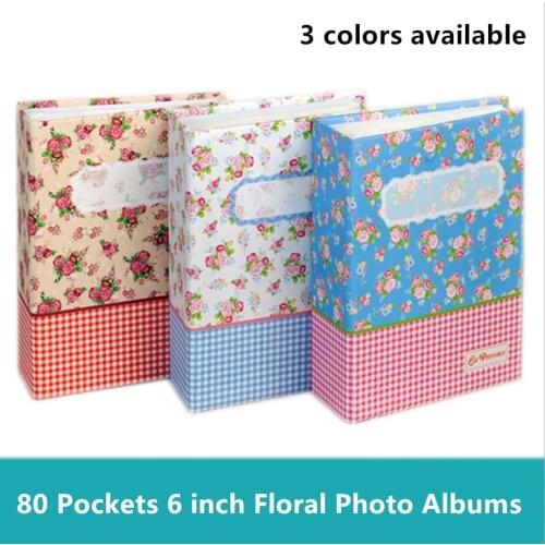 100 Pockets 4x6 inch Floral Photo Albums Interleaf Type Memory Storage Paper Cover Wedding Graduation Commemorative Albums
