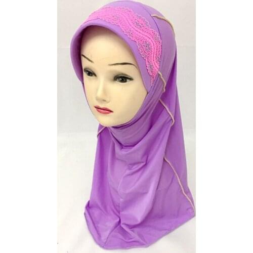 12 pieces/lot) 2016 new style lace girls muslim hijab kids islamic scarf XHGT015