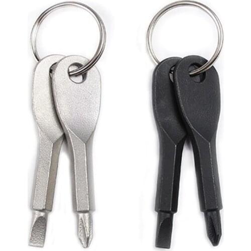 2Pcs/ Set Stainless Steel Multi Tools Key Ring EDC Screwdriver Set Pocket Outdoor Tool Set Multitool Keychain Repair Tool