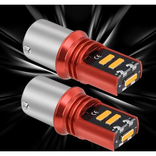 2PCS New 1156 P21W 7506 BA15S R10W R5W Super Bright CSP LED Car Brake Lights Turn Signal Bulb Auto Reverse Lamp Red White Yellow