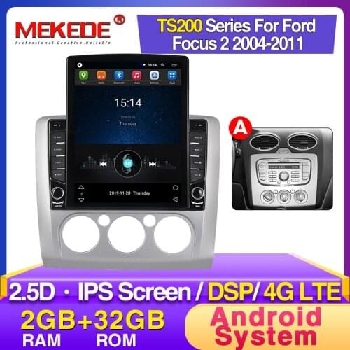 2+32GB Android Tesla Style Car Radio for Ford Focus EXI MT 2 3 Mk2 2004 2005 2006 2007 2008 2009-2011 2Din GPS Multimedia Player
