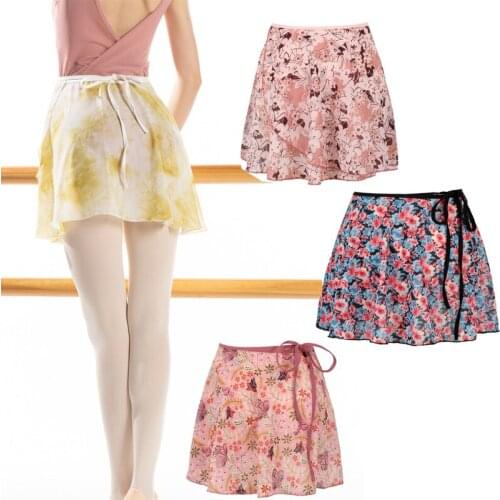 Ballet Apron Skirt Adult High Quality Chiffon Flower Practice Leotard Dancing Wear Girls Floral Print Ballet Tutu Dancing Dress