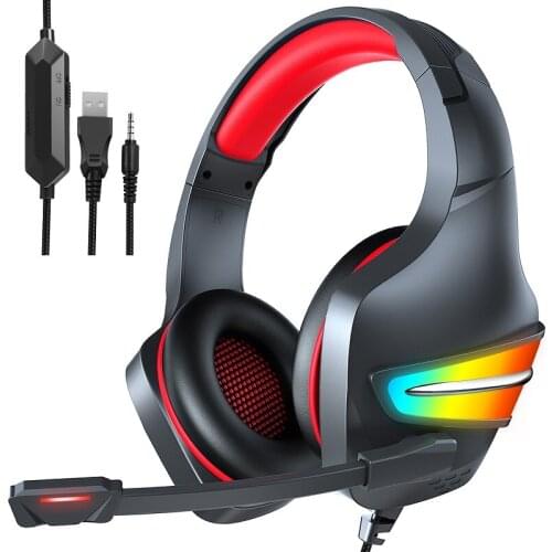 Bass Stereo Led Light Gaming headphones For PS4 Xbox Laptop PC Gamer with mic Noise Reducetion Earphones
