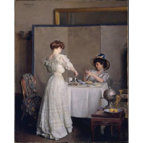 Free shipping classical court figure lady breakfast scenery oil painting canvas prints on canvas wall art decoration picture