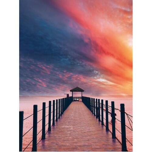 Sea Bridge Diamond Mosaic Mediterranean Diamand Painting Complet Daimond Embroidery Hobby StoneS Picture Wall Sticker Home Decor