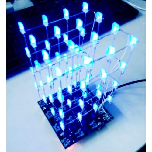 Cube 4*4*4 LED Cube KITS soldering kits Electronic diy kits for Beginners(NO shell)