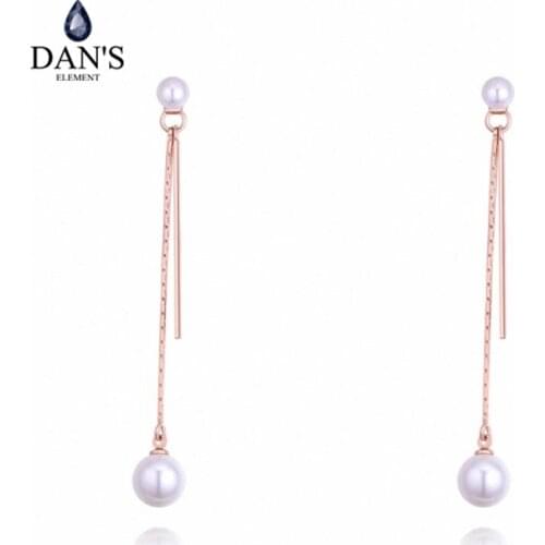 DANS ELEMENT 3 Colors Made With Pearl Rose Gold Color Tassel Heart Earrings For Women Valentine Gift copper 130393