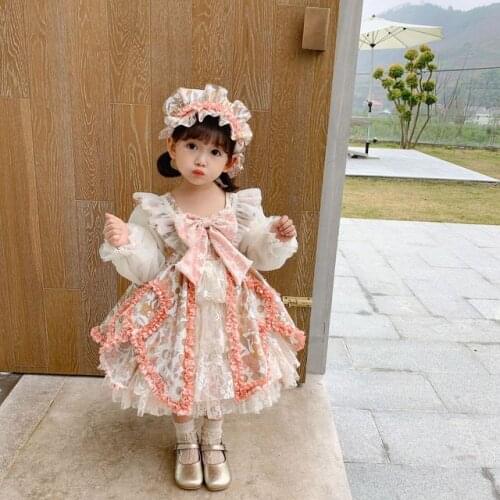 Princess Girls Kids Cosplay Dress Harajuku Fashion Farmhouse Style Dress Lace Bow Cute Children Girl Streetwear