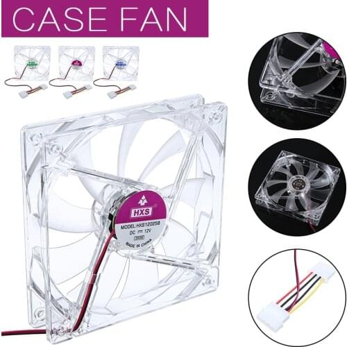 For PC Laptop 1pc 12cm CPU Silent Fan Cooling 4 Pin PC Computer Clear Case Quad 4 Fans Cooler With LED Light Pohiks