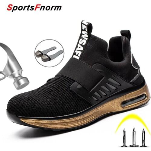 New Air Cushion Breathable Safety Shoes Men Puncture-Proof Work Sneakers Male Indestructible Footwear Work Boots Steel Toe Shoes