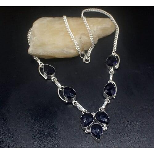 Gemstonefactory Jewelry Big Promotion 925 Silver Amazing Blue Topaz New Arrival Ladies Women Chain Necklace 46m 202101720