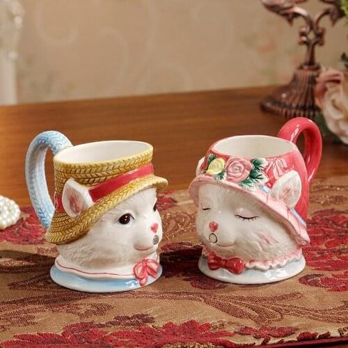 Ceramic Mug Creative Cat Kissing Water Cup Mouth Cup Exquisite Wedding and Holiday Gifts Home Decoration Desktop Decoration