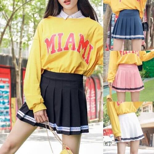 Preppy Style Girls Short Pleated Anime School Girl Skirt Korean Slim Fit High Waist Skirts Ladies Women Fashion Mini Clothes