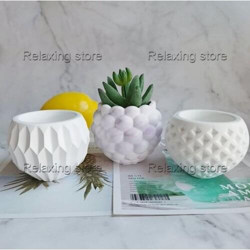 Round Bowl Cement Flowerpot Mold Garden Succulent Plants Pot Concrete Planter Silicone Mold Candle Holder Home Decor Mould