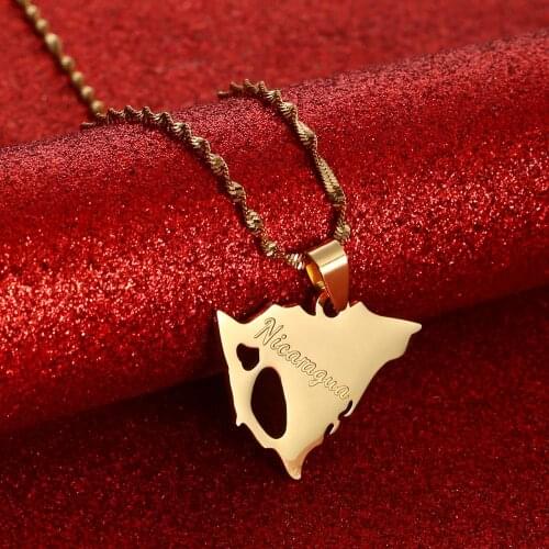 Nicaragua Map Pendant & Necklaces for Women Gold Color Charm Nicaraguans Maps Jewelry Patriotic Gifts
