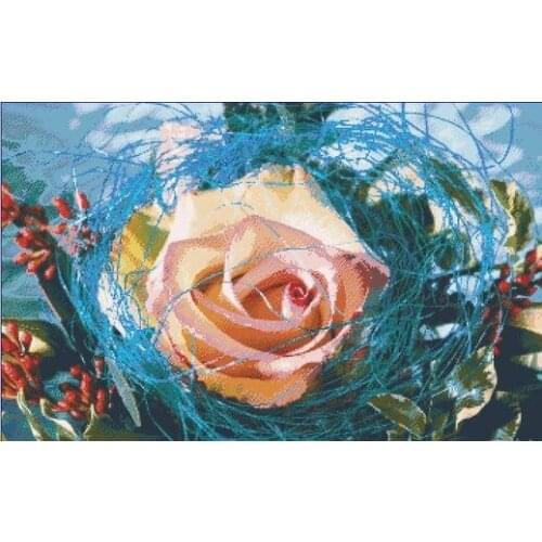 Mixed Stitch Rose Oil Painting Top Quality Embroidery Needlework 14CT Unprinted Cross Stitch Kits DIY Art Handmade Home Decor