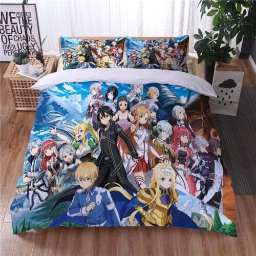 Sword Art Online 3D Pattern Duvet Cover Sets with Pillowcases Bedding Sets Single Double Twin Full Queen King for Bedroom Decors