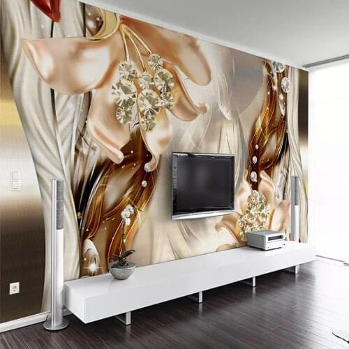 Custom Wall Cloth Modern Dream 3D Embossed Jewelry Flower Mural Wall Papers For Living Room TV Sofa Home Decor 3D Wall Painting