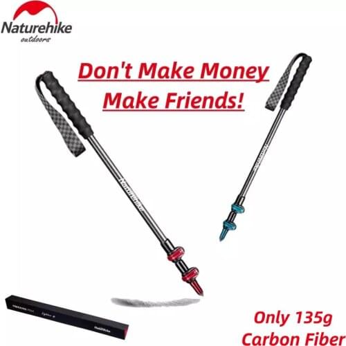 Naturehike 135g Carbon Fiber External Quick Lock Trekking Pole Hiking Mountaineering Portable Cane Walking Stick Shooting Crutch