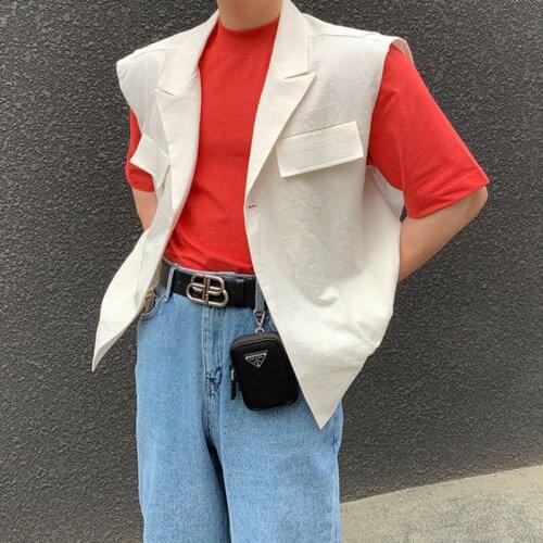 Spring New Korean Vest Mens Slim Fashion Solid Color Casual Dress Vest Men Streetwear Wild Lapel Suit Vest Mens M-L