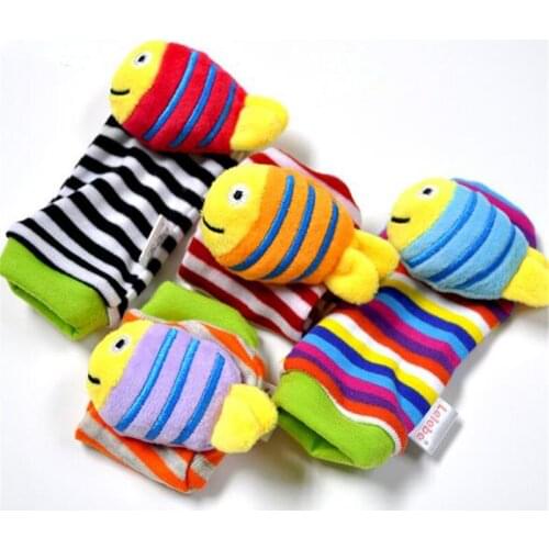 New Style Baby Rattle Wrist Sock Toys Infant Kids Cute Cartoon Animal Early Education Soft Hand Bell Rattle Stuffed Plush Toys