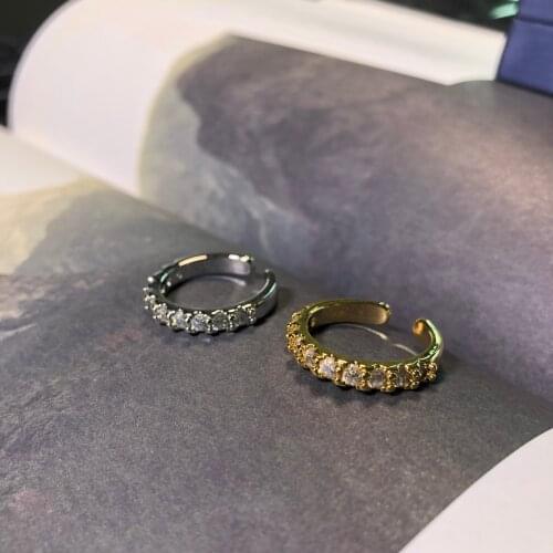 MANGOPIEStainless Steel Wedding Ring Lovers Cubic Zirconia Ring Adjustable