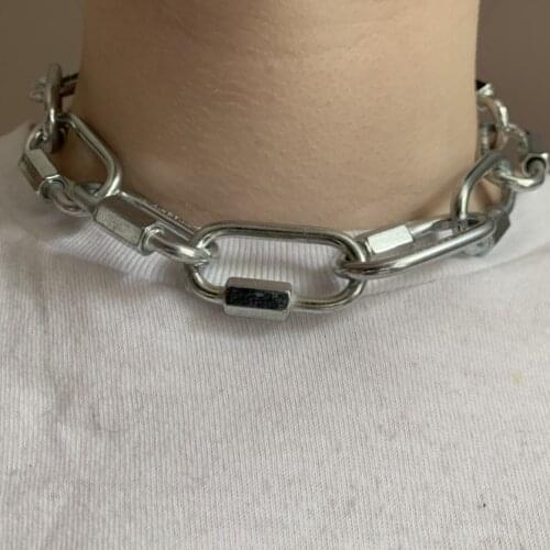 Cross border jewelry hip hop metal chain link necklace dark Department retro Gothic personality fashion cool