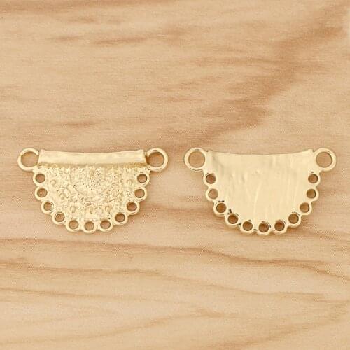 10 Pieces Gold Tone Semicircle Chandelier Connector Charms Pendants for Necklace Earring Jewellery Making 28x16mm