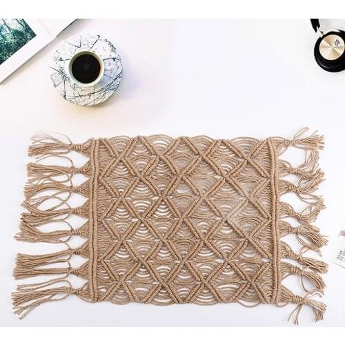Newborn photography props hand-woven hemp rope square rug tassels carpet decorative props multipurpose props